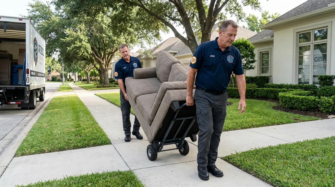Local residential moving crew loading furniture in Gardiner, ME